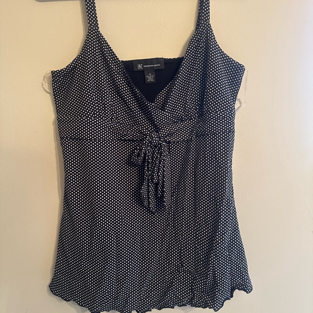 INC International Concepts Black and White Polka Dot Camisole
